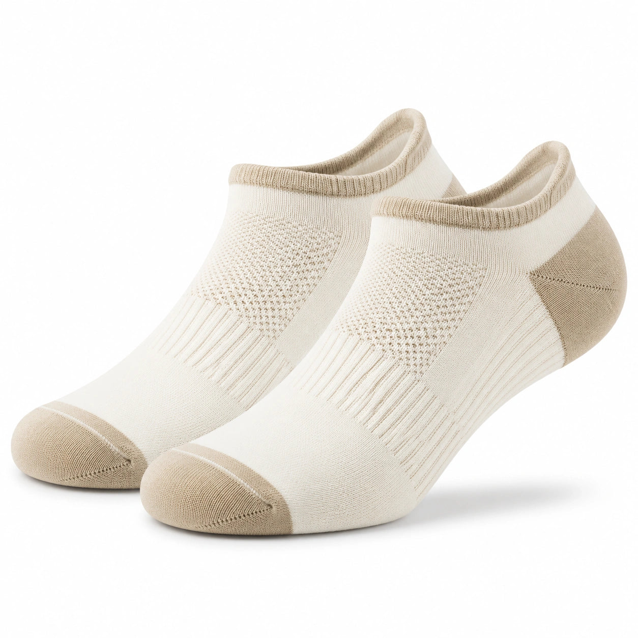 Chaussettes basses 35-38 en maille textile beige et écru pour usage quotidien
