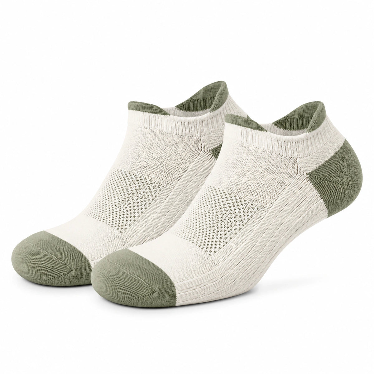 Chaussettes basses 39-42 en maille textile blanc/vert - respirantes pour sport quotidien