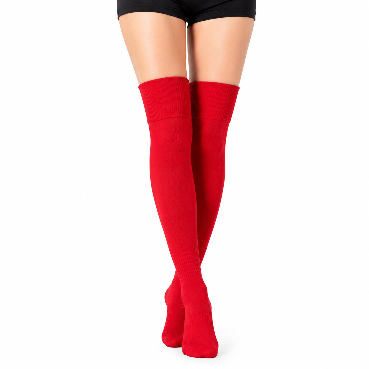 Chaussettes hautes 39-42 en maille rouge style sportif