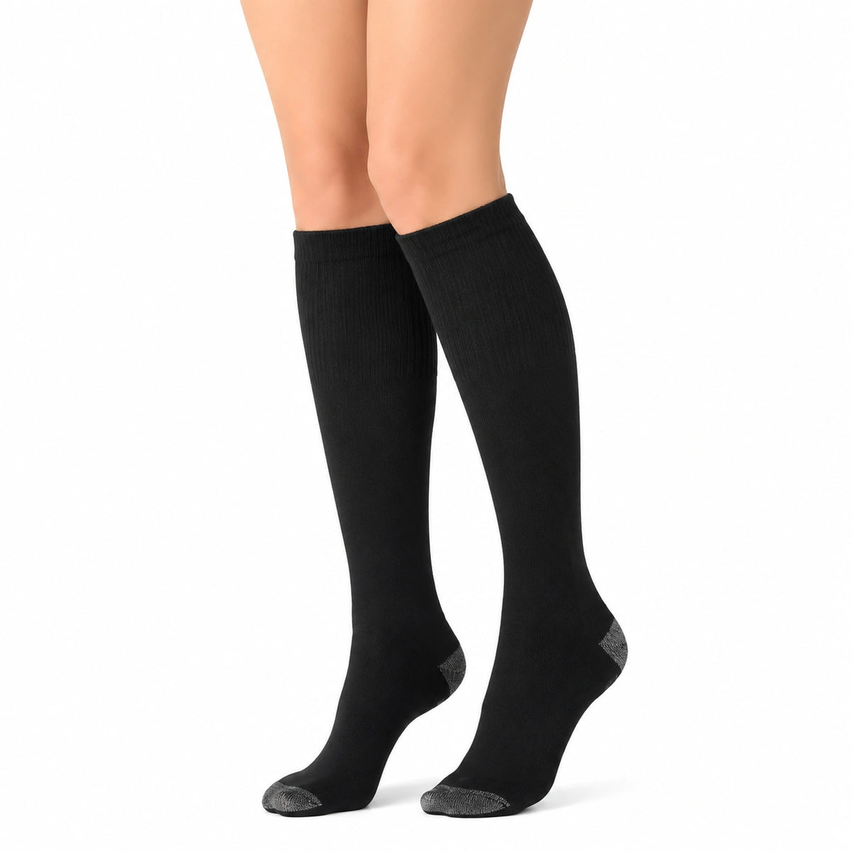 Chaussettes hautes 39-42 en textile noir côtelé pour usage quotidien