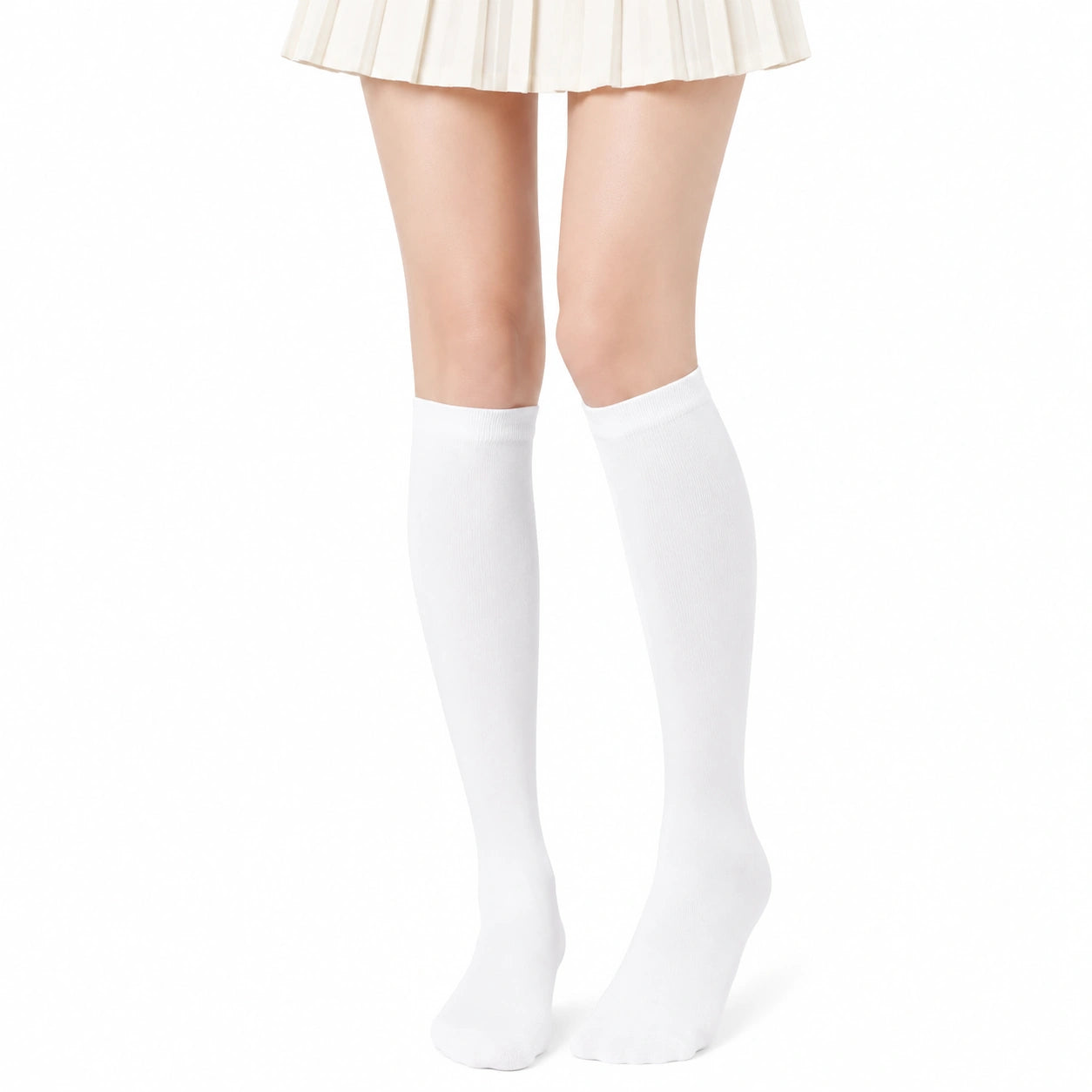 Chaussettes hautes 39-42 en textile blanc pour usage quotidien style uni