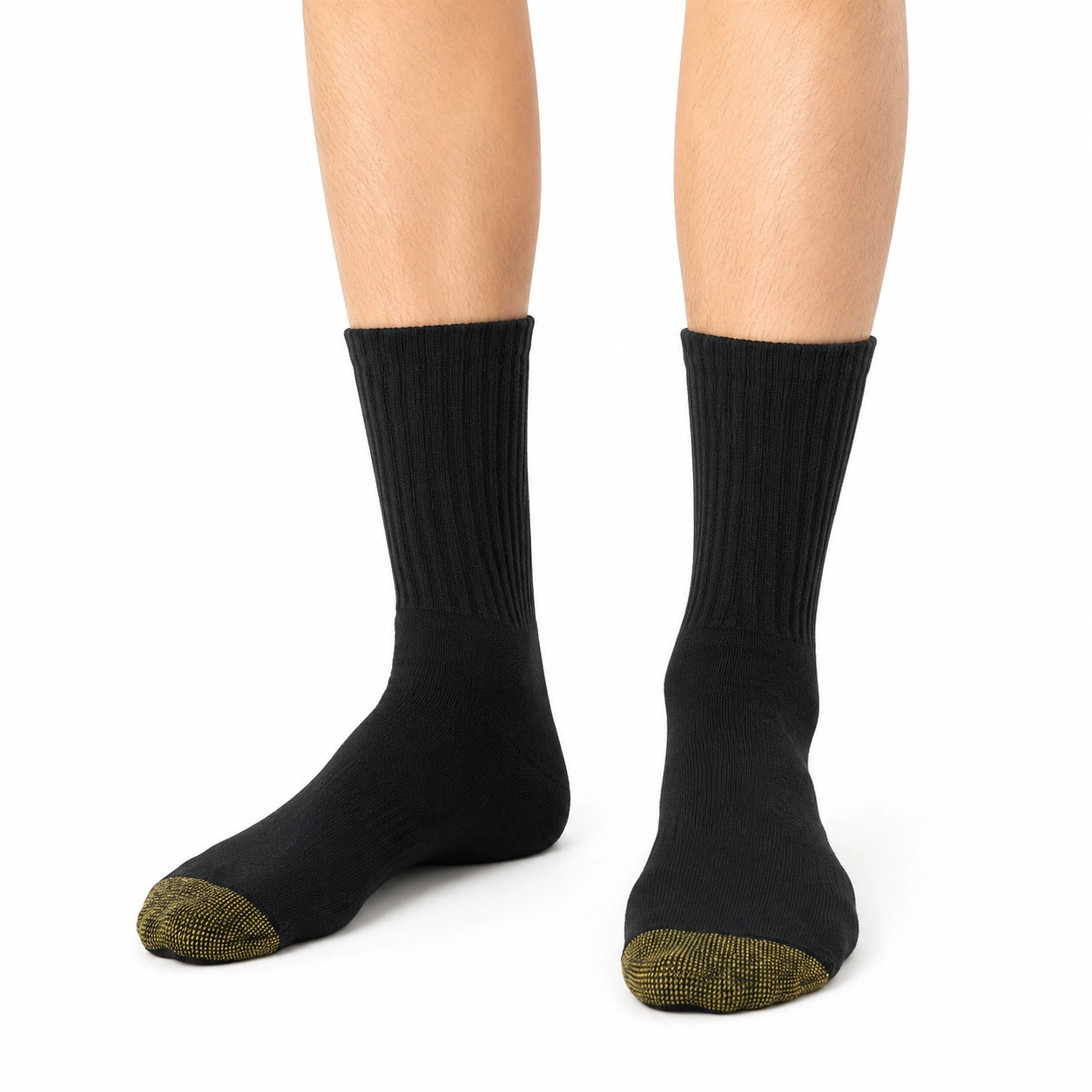 Chaussettes mi-mollet 43-46 textile noir à pointe jaune style sportif