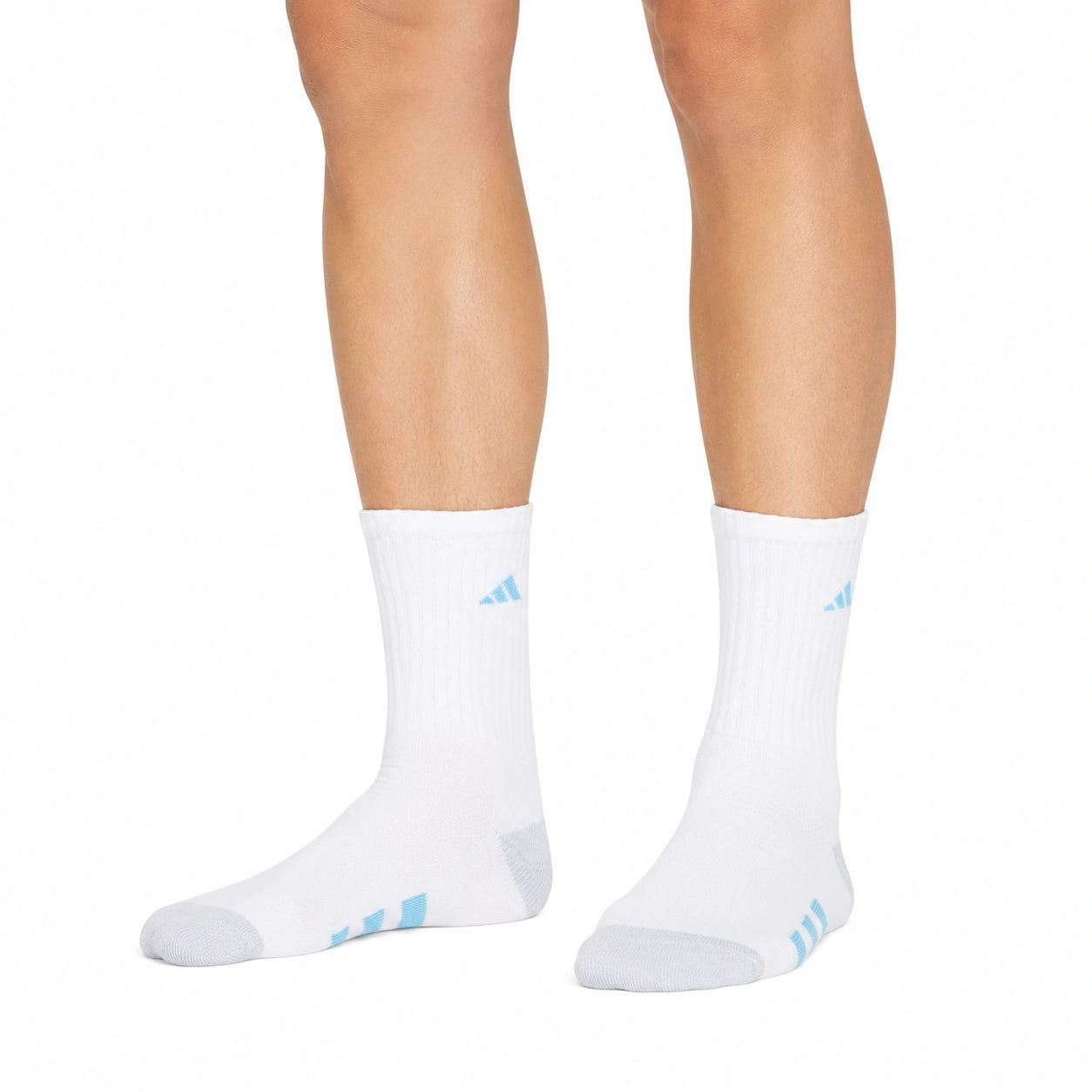 Chaussettes de sport 43-46 en mélange textile blanc bleu ciel côtelées