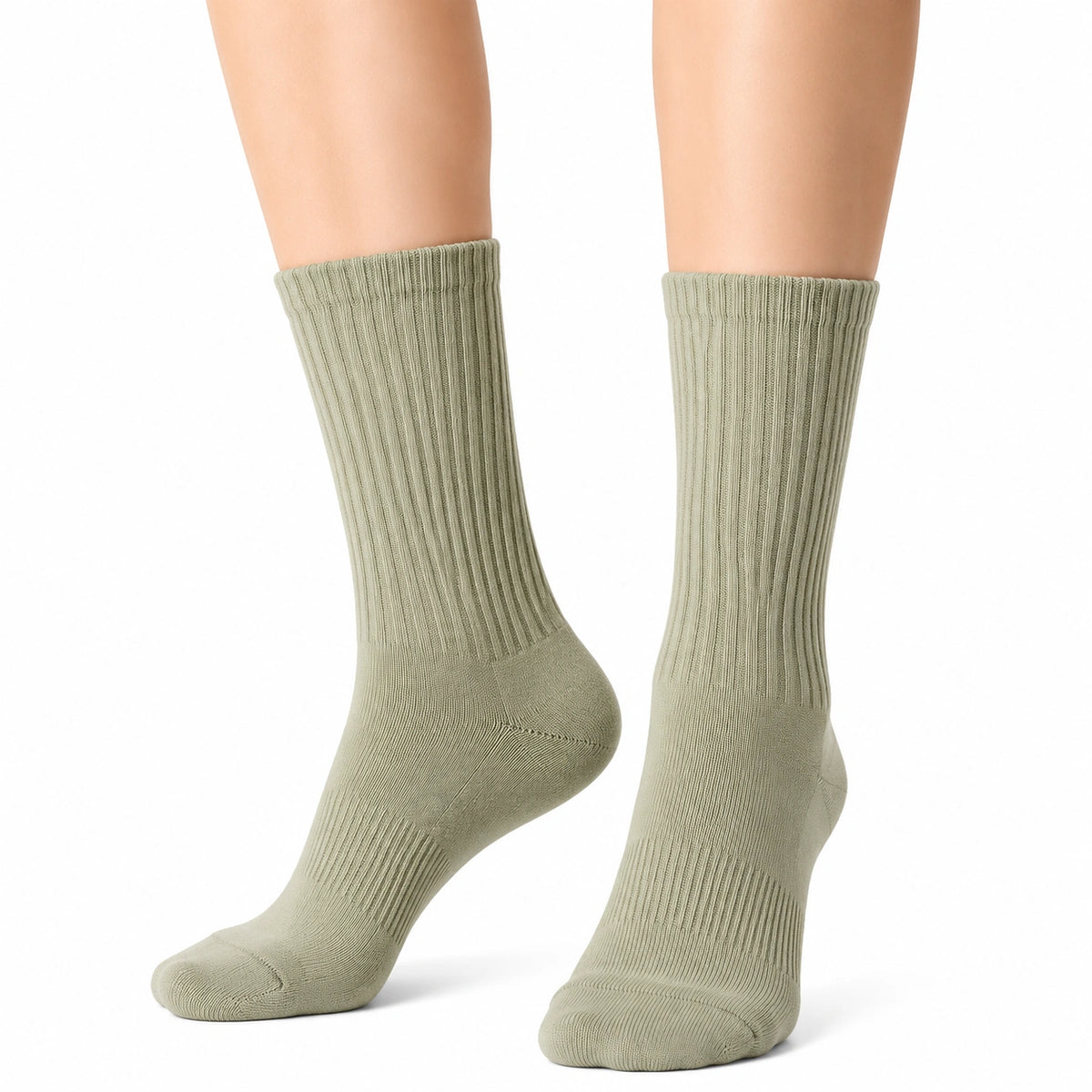 Chaussettes mi-mollet 35-38 en maille côtelée vert sauge pour usage quotidien