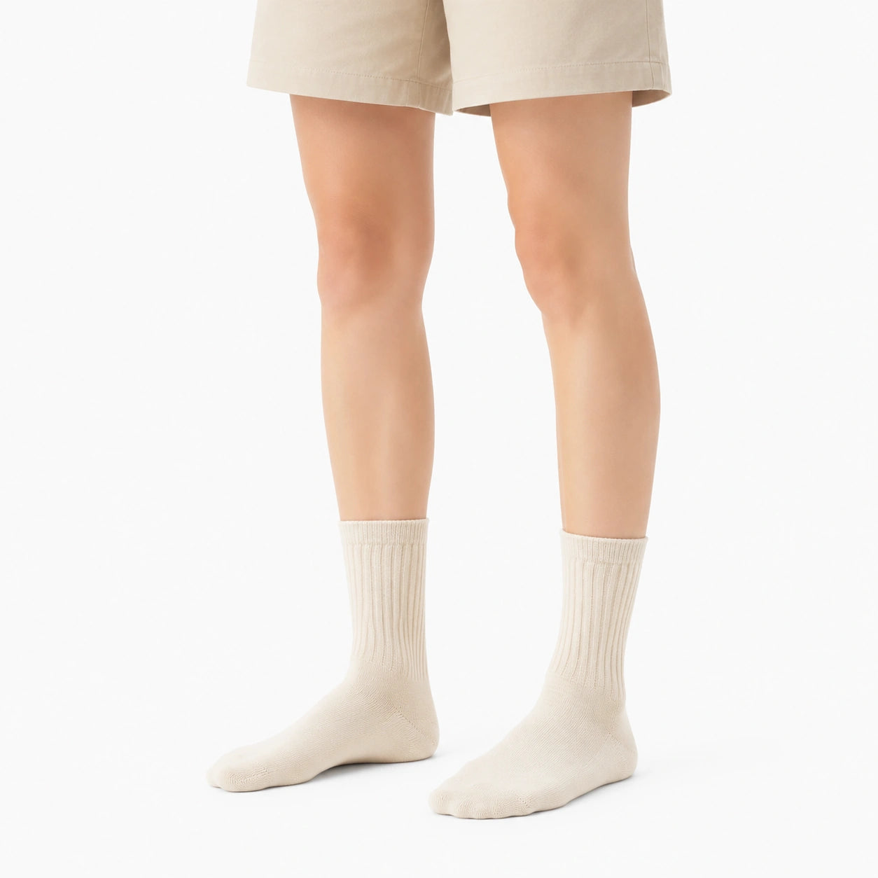 Chaussettes mi-mollet 39-42 en maille écru côtelées usage quotidien